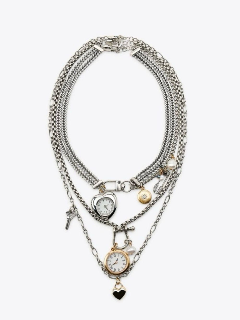 Zara Set of 3 Necklaces with Watch Pendants and Charms